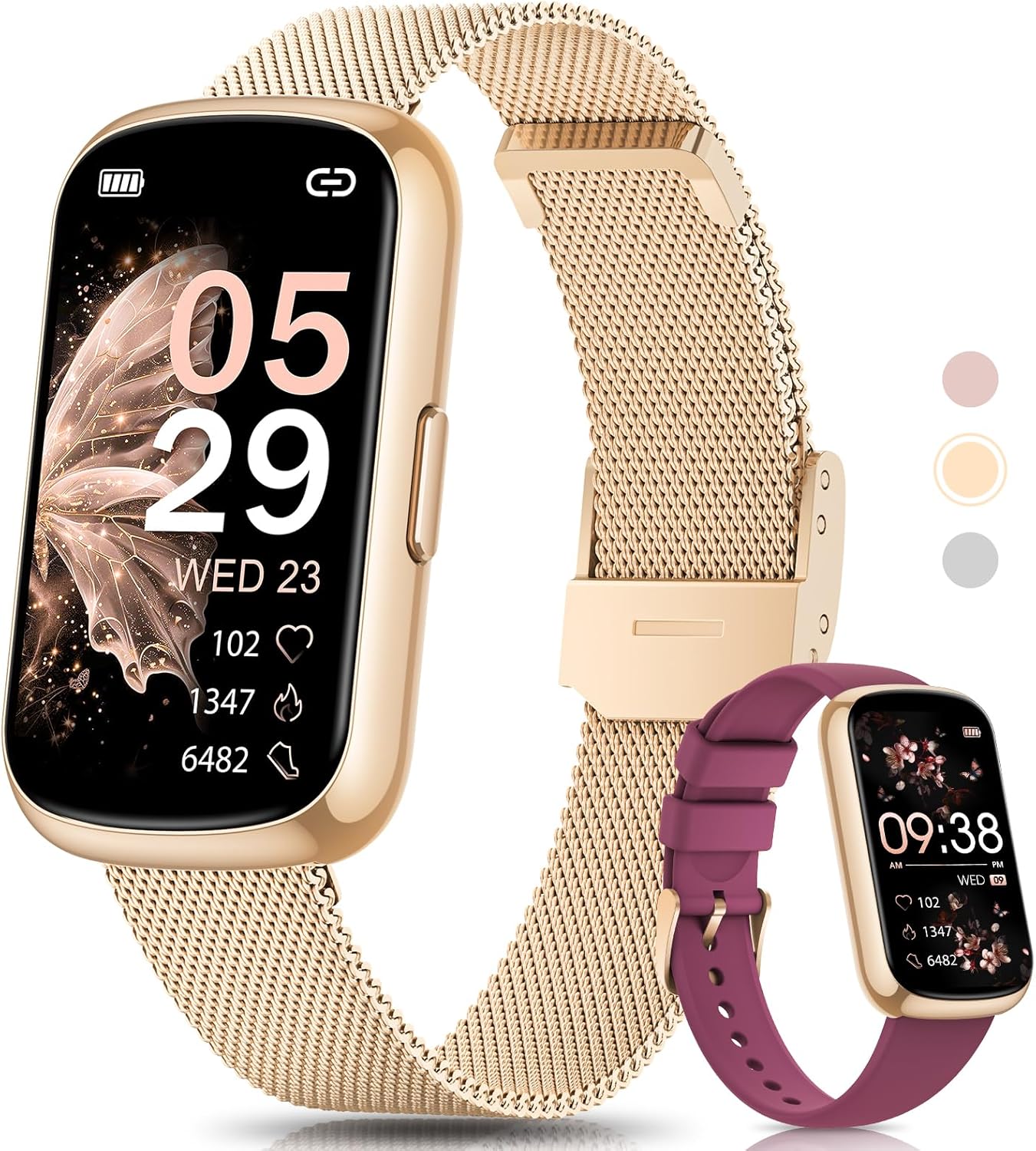 Sanorum Women's Smartwatch, 1.47 Inches Fitness Watch, 24 Sport Mode, SpO2 Sleep, Activity Tracker Steps Calories, 165+ Dials, Female Physiology Notifications Waterproof IP68 Android iOS Rose Gold
