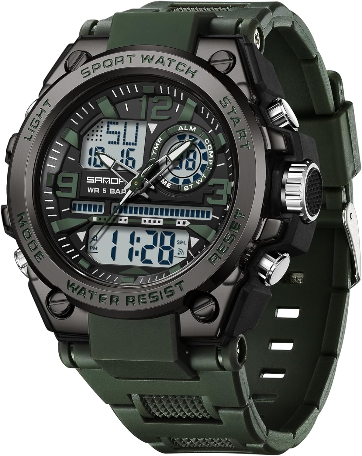 KXAITO - Mens Sports Outdoor Waterproof Military Date Multifunction LED Alarm Stopwatch Wrist Watch