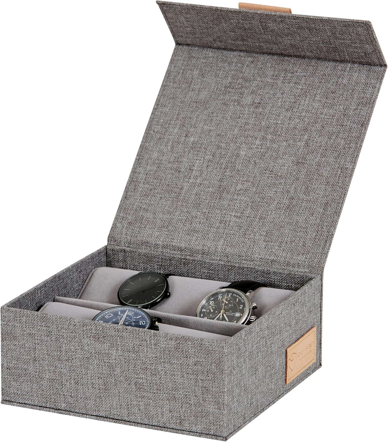 LOVE IT STORE IT - Premium - Watch Box - Watch Box for 6 Watches - Linen Cover - 16.5 x 16.5 x 7 cm