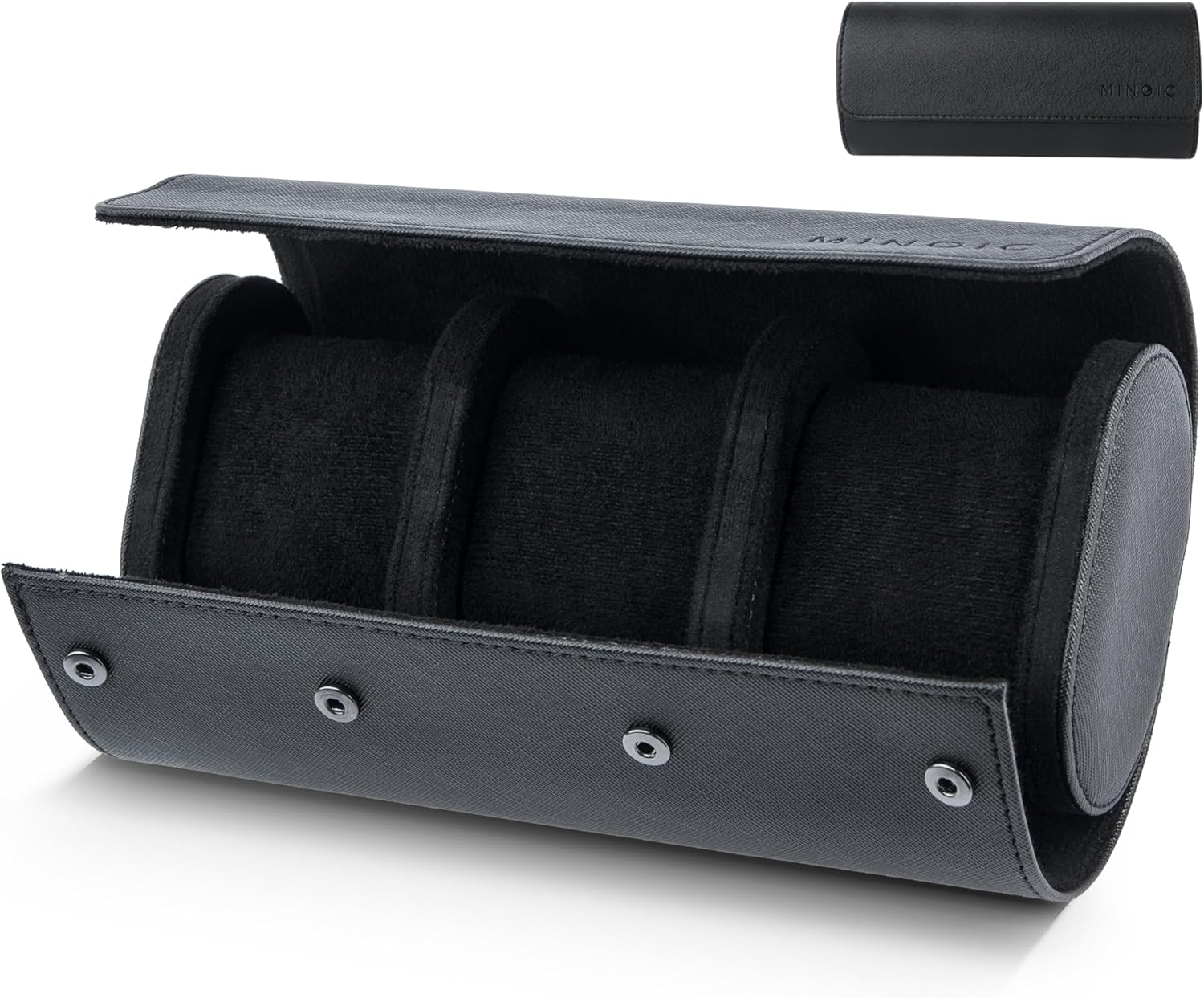 Travel Watch Case – Leather Watch Case for 3 Watches with Safety Closure and Shockproof – Watch Case, Watch Holder, Men's Leather Watch Box, Watch Box, Watch Box