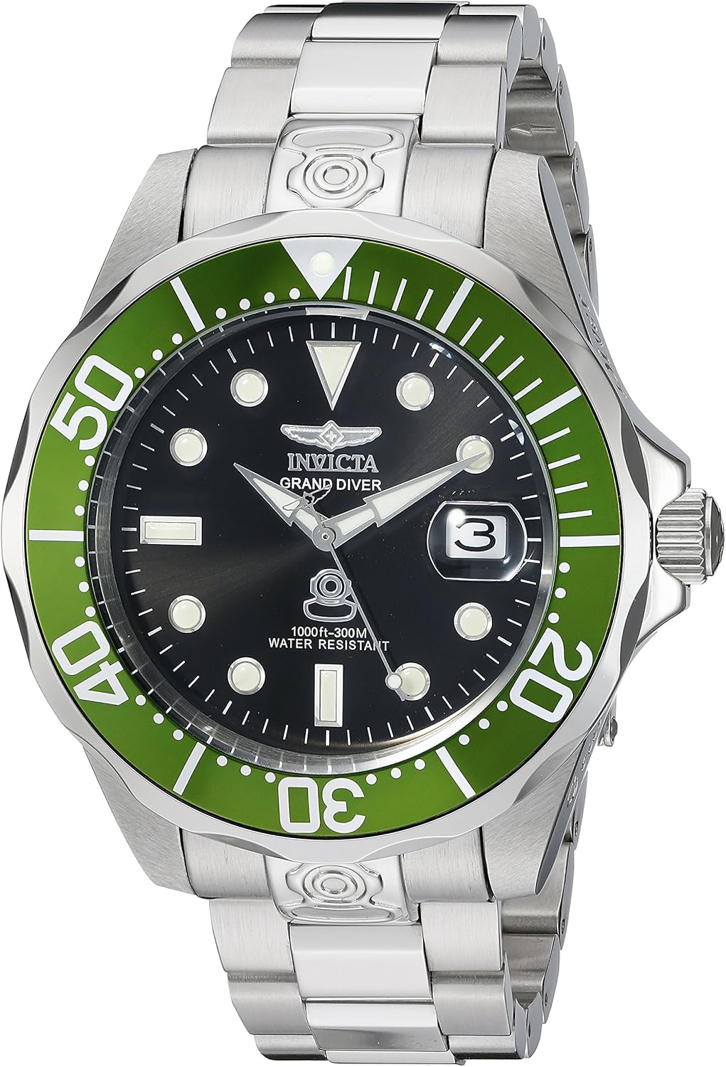Invicta Pro Diver Orologio da Uomo in acciaio inossidabile con movimento Automatico - 47mm, Argento/Nero