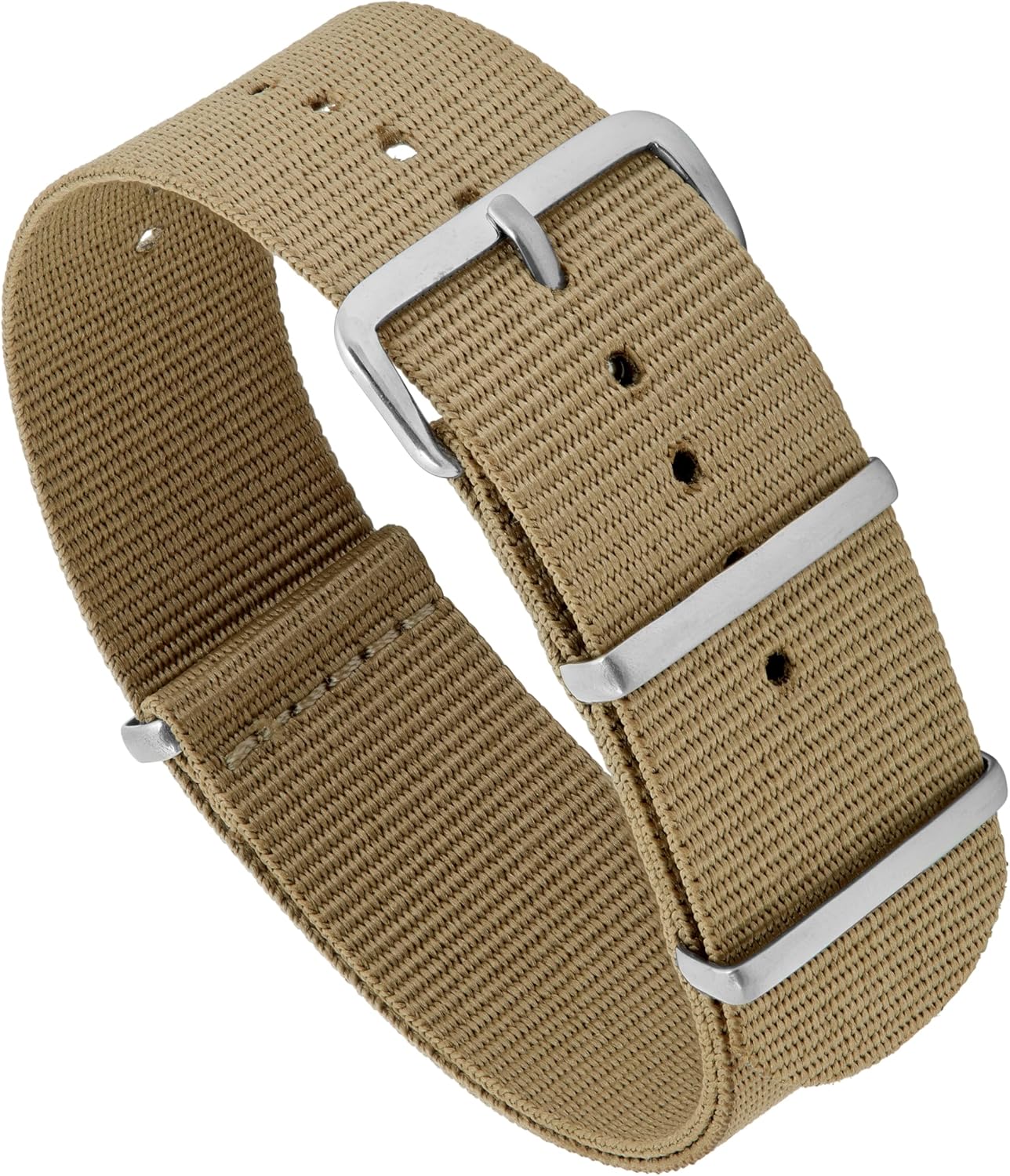 Khaki Stainless Steel Nylon Nato Watch Strap 18mm 20mm 22mm 24mm
