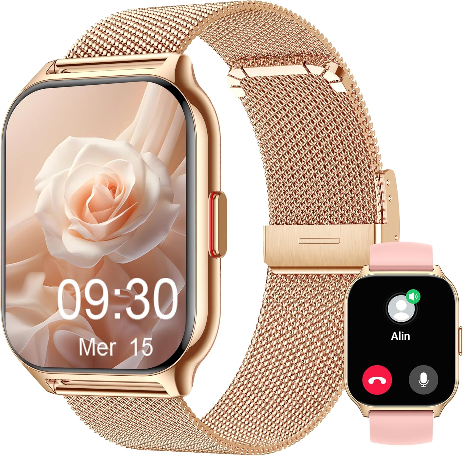 Popglory Smartwatch, Men and Women Make Calls Watch, 100+ Sports Fitness Modes, SpO2/Blood Pressure/Sleep Monitor, 24H Heart Rate Monitor, Compatible with iOS/Android