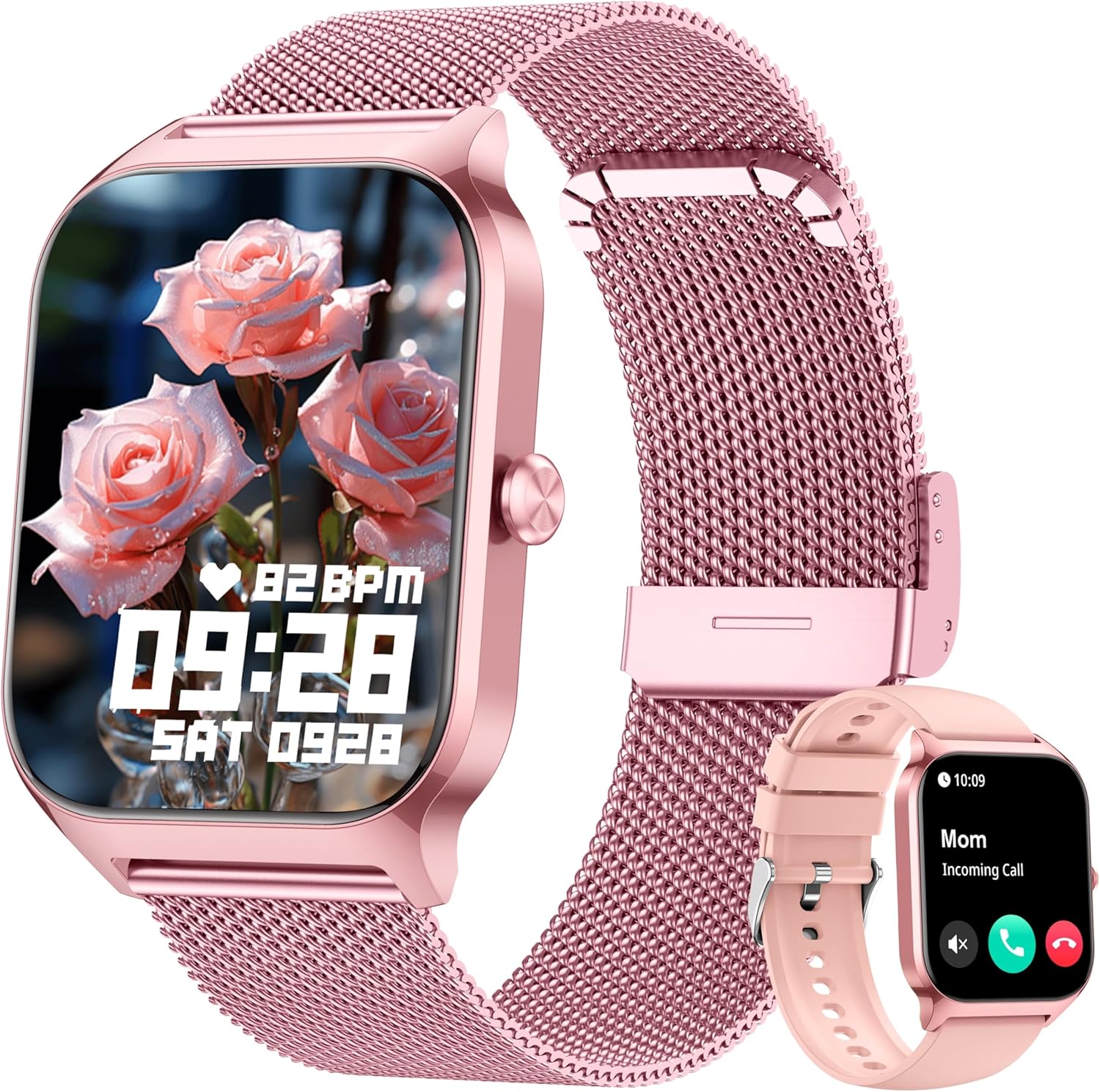 KALINCO Smartwatch Men Women 1.85 Inch IA Blood Pressure Watch, Bluetooth Calling, SpO2, Heart Rate, Stress, Sleep, World Watch, 100+ Sports Watch, Android iOS Gift