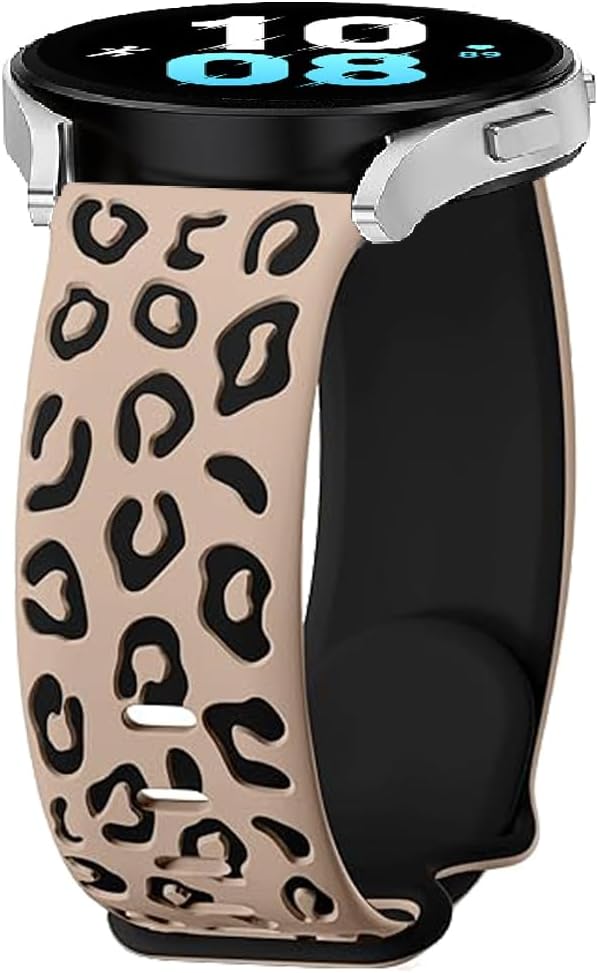 Leopard Replacement Bands for Samsung Galaxy Watch 7/Watch 6 Classic/Watch 5 Pro, 20 mm Silicone Sport Wristbands for Galaxy Watch 4/Watch FE/Watch 3/Active 2