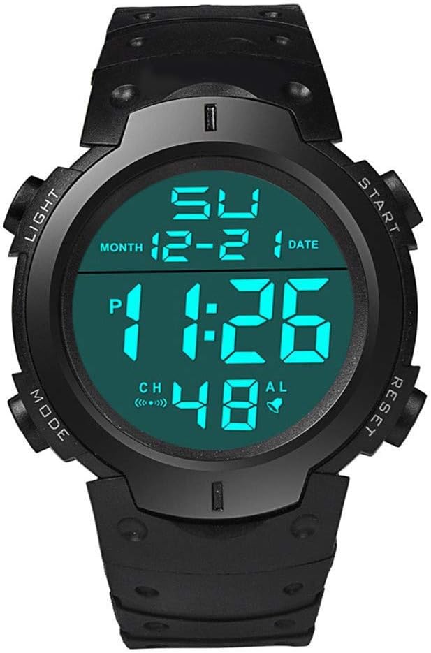 N-K Men's Waterproof Silicone LCD Digital Stopwatch Date Rubber Sport Wrist Watch Very Practical and Popular Durable and Practical Strap, strap