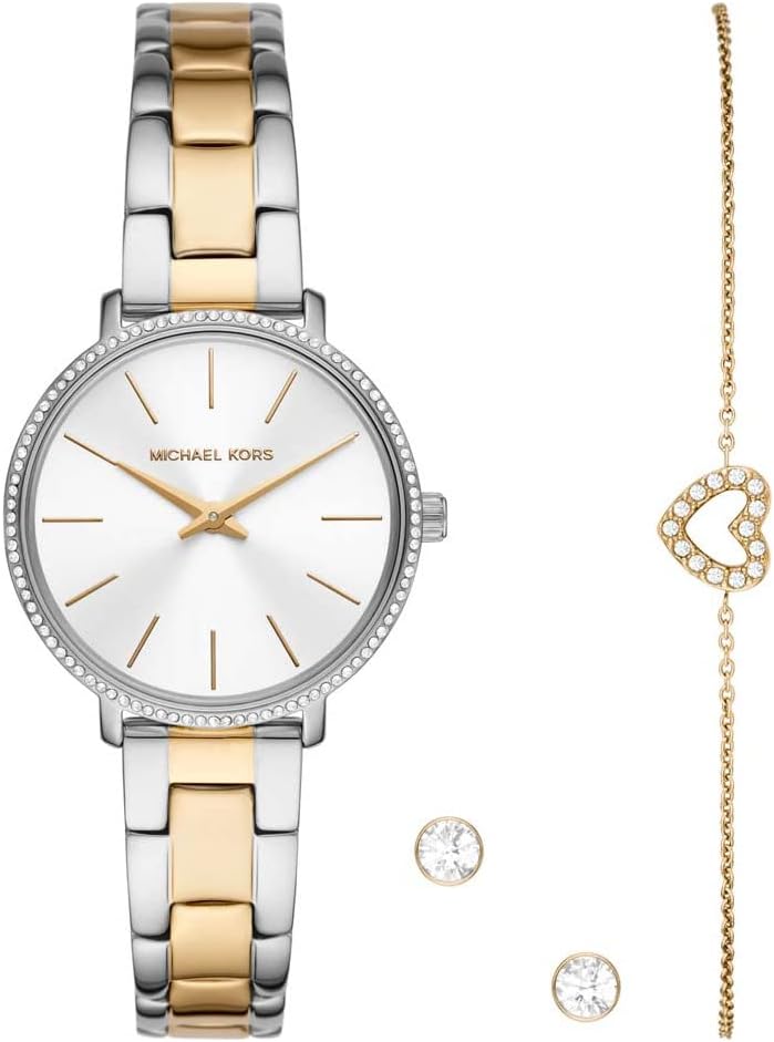 Michael Kors Orologio Pyper per donna, movimento al quarzo a due lancette con cinturino in acciaio inossidabile, PVC o pelle