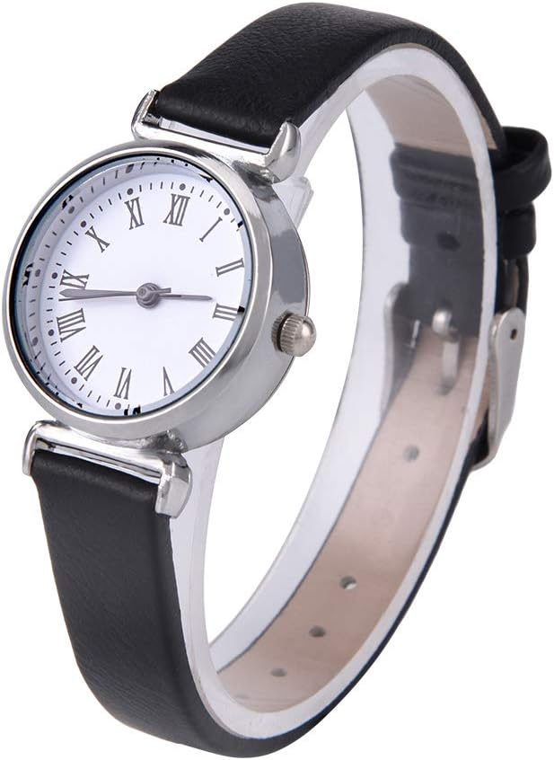 YUYTE Women's Slim Minimalist Casual Quartz Watch, Exquisite Small Fashion Simple Retro Leather Wrist Watch Mini, Alloy, Carnelian