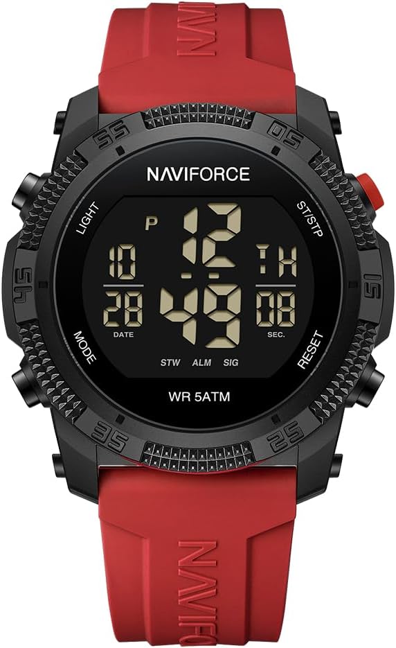 Naviforce Waterproof Digital Sports Watch Men Stopwatch Alarm Rubber Band Wrist Watch for Women
