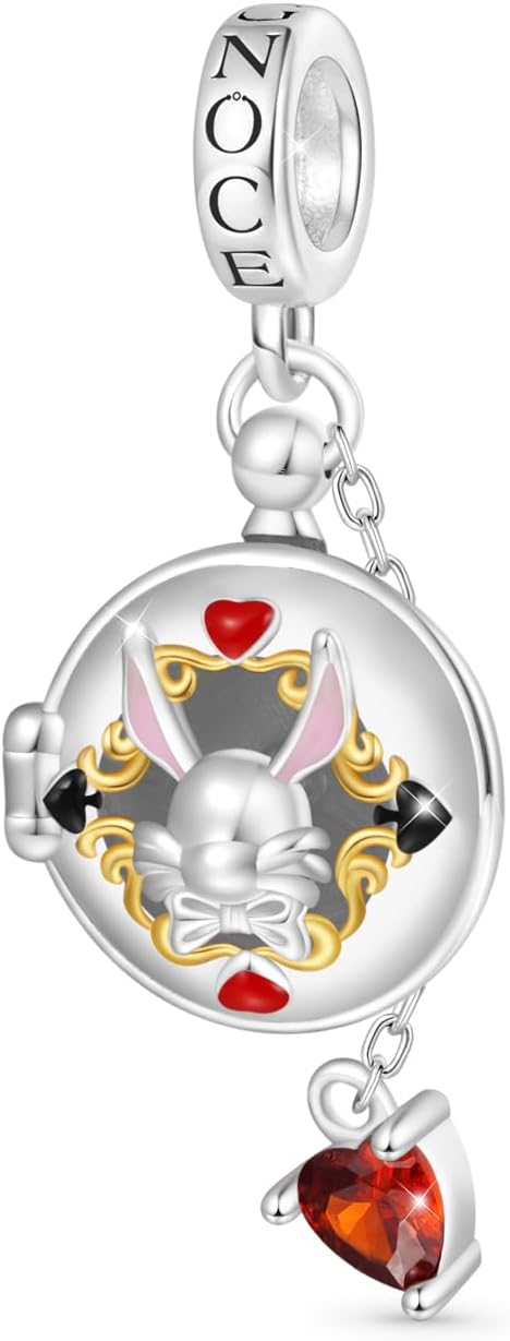 GNOCE Alice Adventure in Wonderland Dangle Charm Pendant, S925 Sterling Silver Dangle Charms for Women Girls Wife Daughter, Valentine's Day, Mother's Day Jewelry Rega