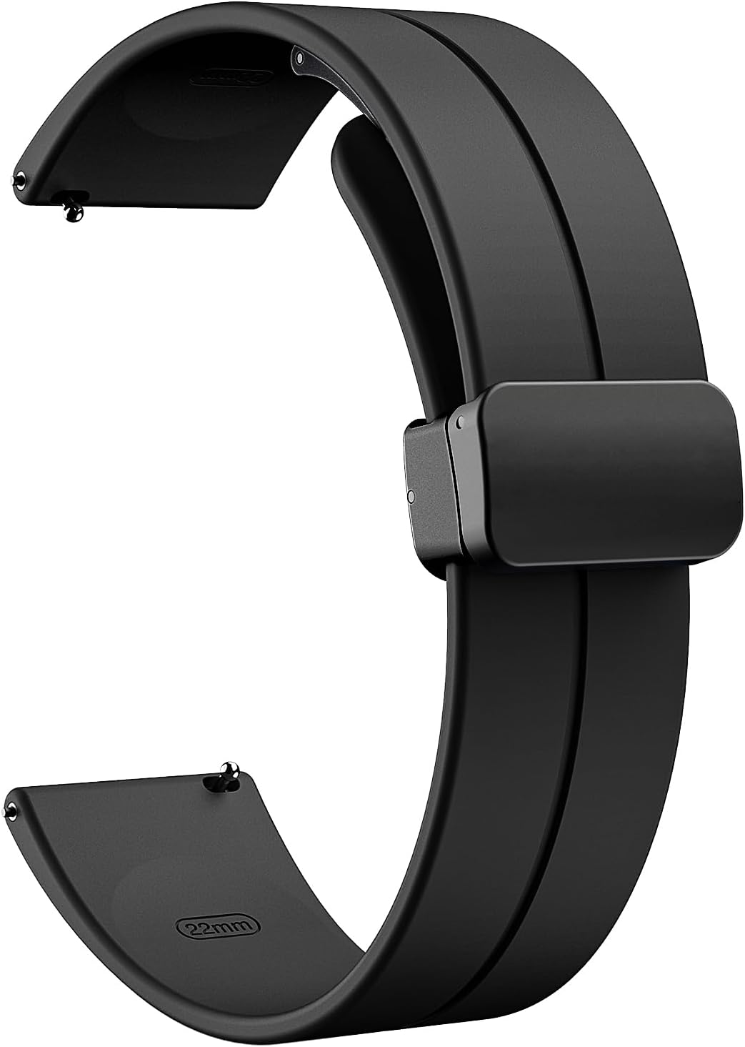 TiMOVO Universal 22 mm Replacement Smart Watch Straps, Soft Silicone Strap with Magnetic Folding Clasp, Watch Band for Daily Work Sports, Black