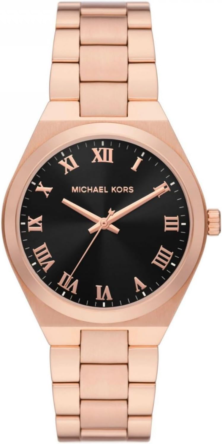Michael Kors Orologio Lennox da donna, Movimento al quarzo a tre lancette in tonalità oro rosa con cinturino in acciaio inossidabile