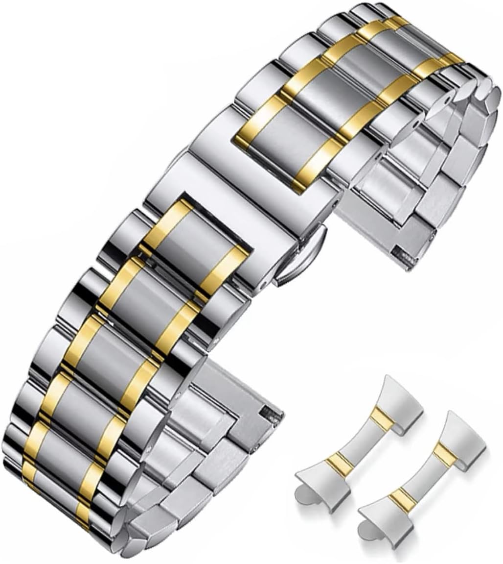 Stainless Steel Metal Watch Bands for Watches with Straight and Curved End 16mm 18mm 19mm 20mm 22mm 24mm Replacement Bands in Bracelets for Men Women