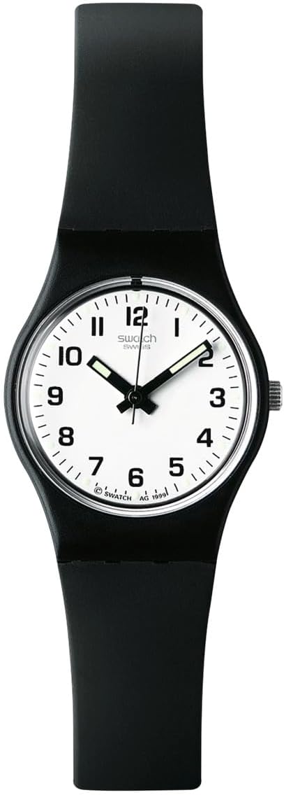 Swatch Women's Analogue Quartz Watch with Plastic Strap - LB 153, white / black, Strap