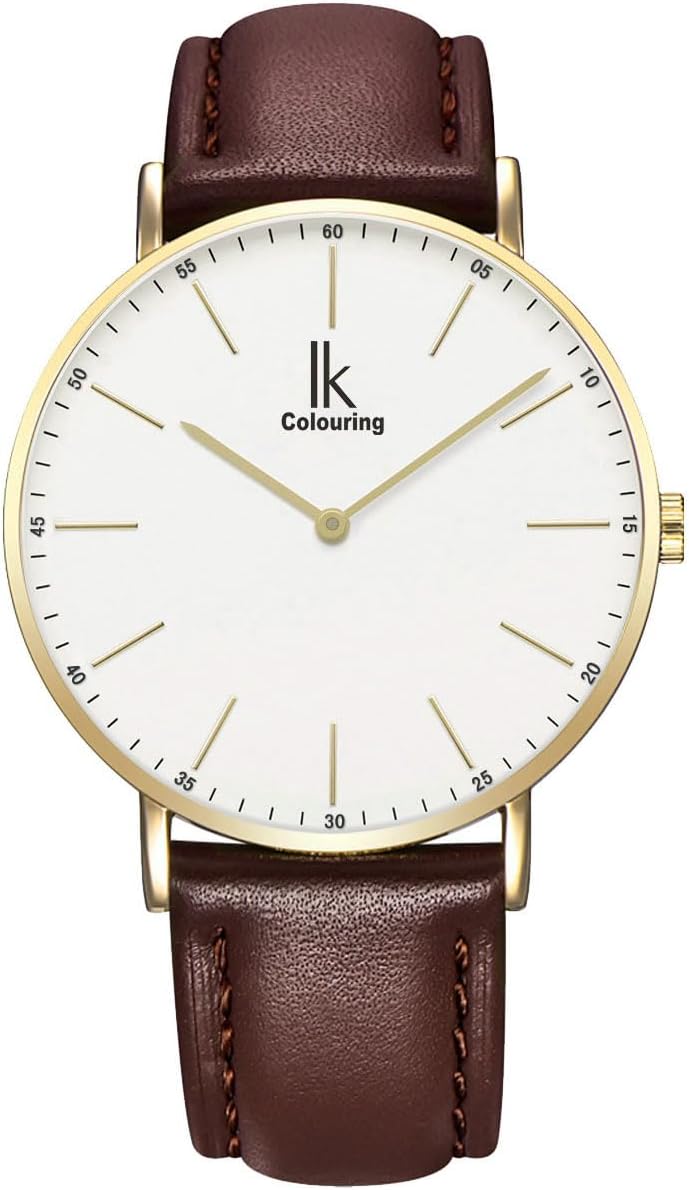 Alienwork IK Slim Ø36 mm Ultra-Thin Men's and Women's Leather Strap Watch