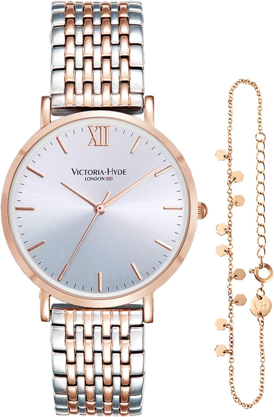 VICTORIA HYDE Women Analog Quartz Watch Women Stainless Steel Waterproof Wrist Watch with Bracelet