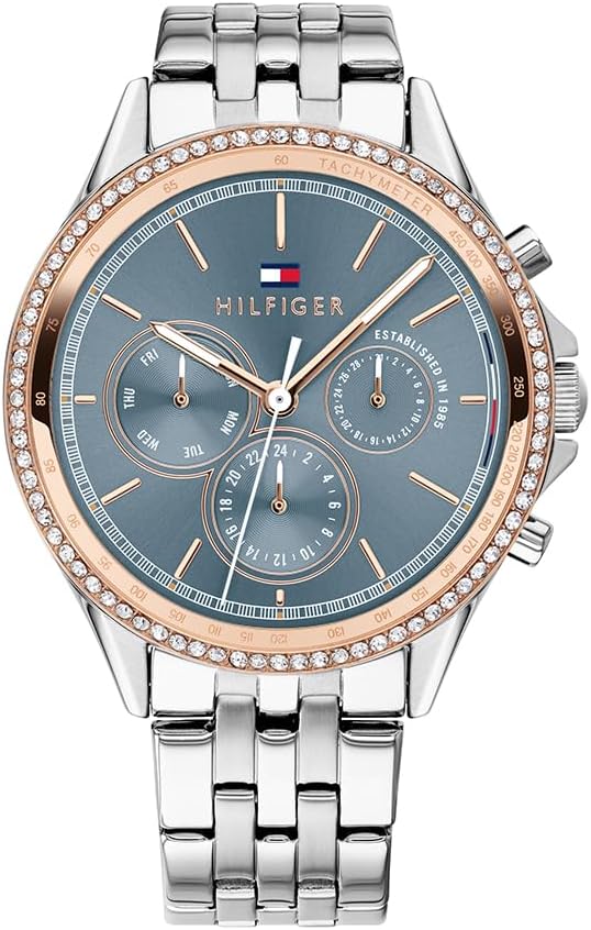 Tommy Hilfiger Orologio Analogico Multifunzione al Quarzo da Donna con Cinturino in Acciaio Inossidabile - Disponibile in versione Oro o Argento