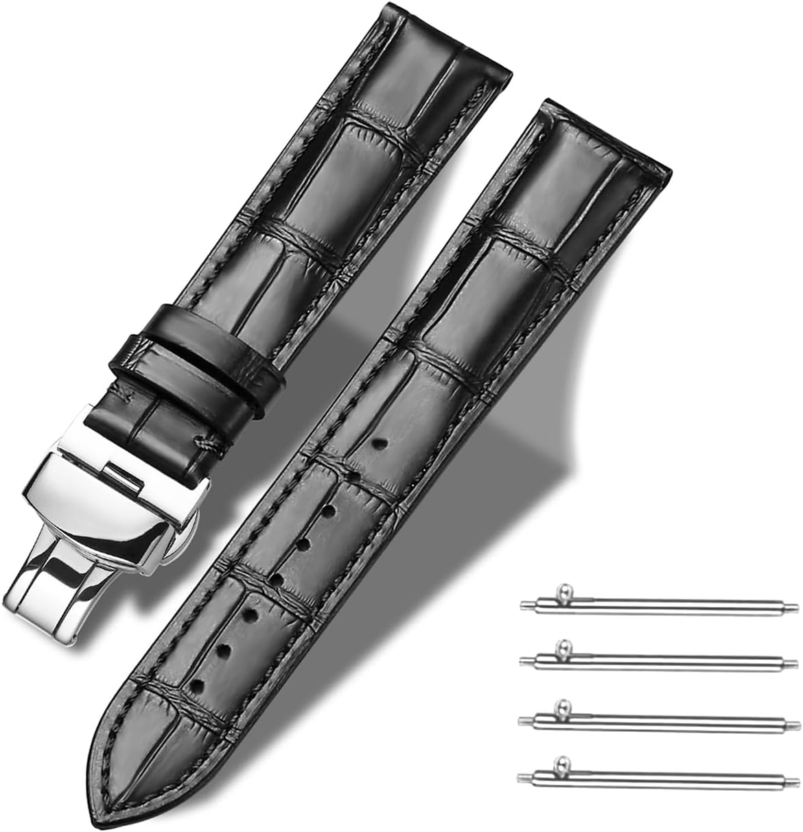 Genuine Leather Watch Bands Quick Release Butterfly Buckle Clasp 18mm 20mm 22mm 24mm Replacement Straps for Men Women