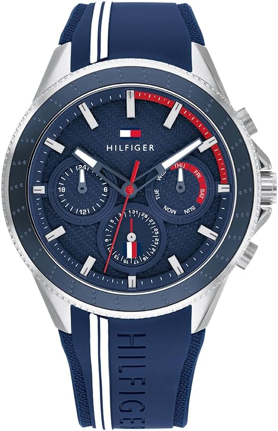 Tommy Hilfiger Analogue Multifunction Quartz Watch for Men with Blue Silicone Bracelet – 1791859