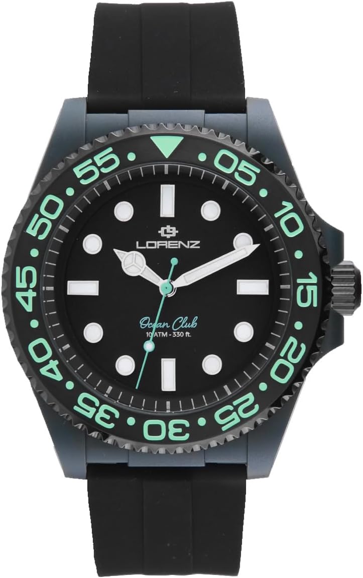 Lorenz Ocean Club 030268DD Men's Quartz Sport Watch with Grey Soft Touch Superalloy Case - Rubber Strap and Deployant Clasp - Sub 100 m - Special Box