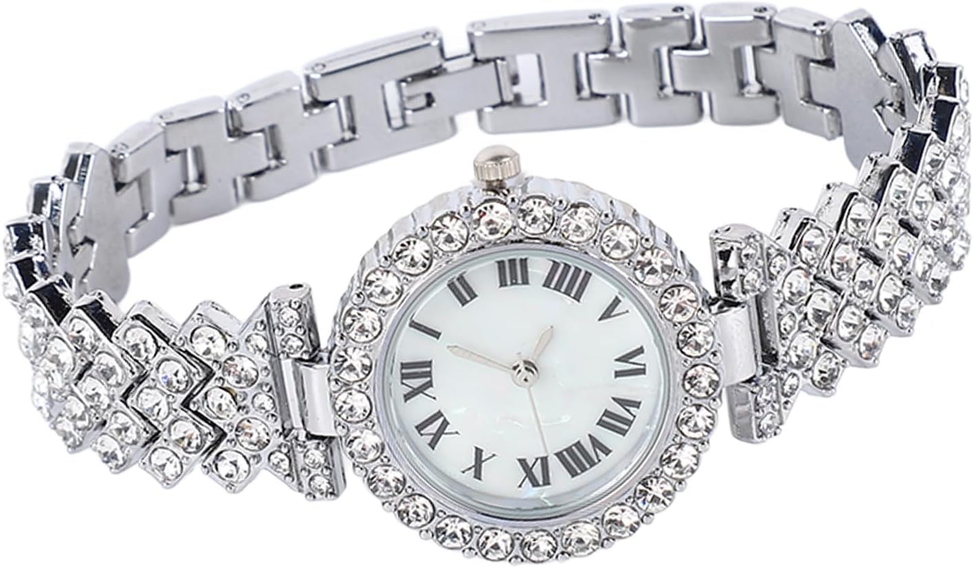 Elegant Silver Watch and Bracelet Set for Women with Stainless Steel Strap for Mother Wife Girlfriend Birthday Christmas