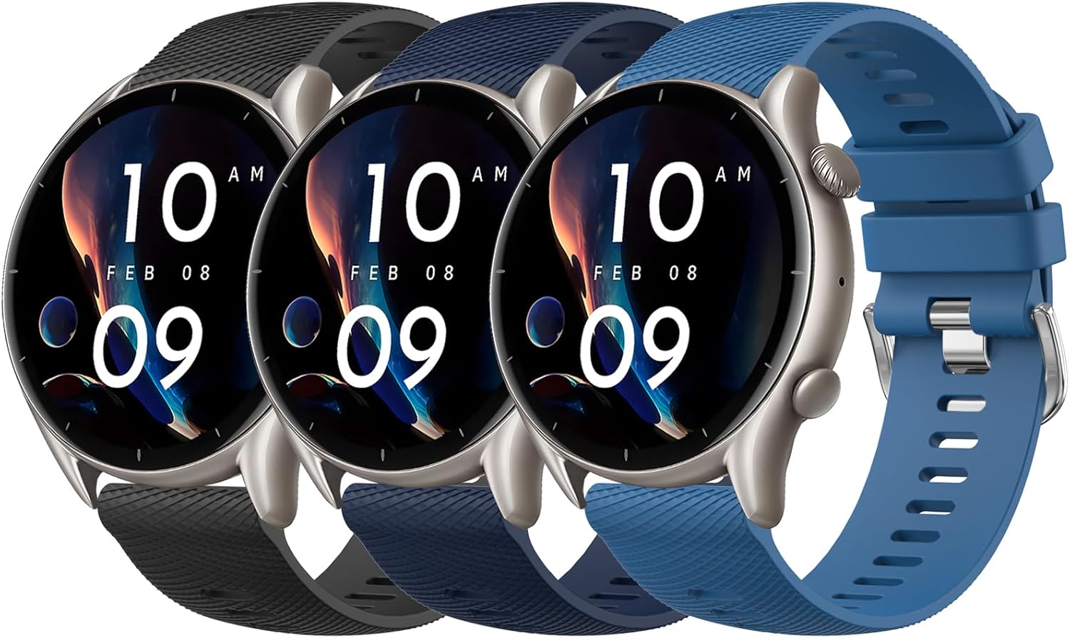 Vancle Amazfit GTR 3 /GTR 2e /Amazfit Stratos 3 /Stratos 2 /Stratos 22mm Sport Silicone Bands for Amazfit GTR 3 Pro/GTR 4 /GTR 47mm