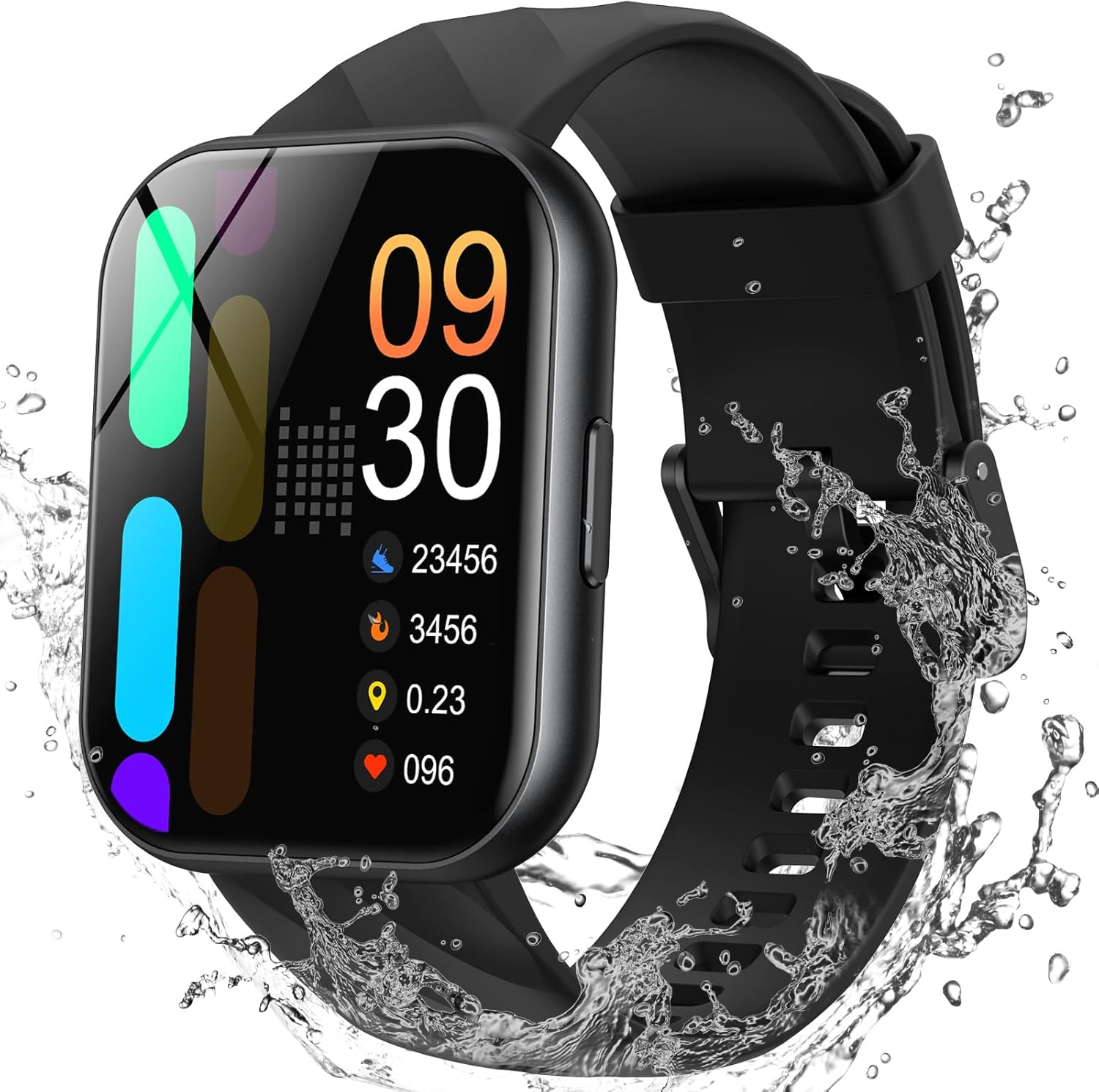 Parsonver Smartwatch Men Women with 5ATM Waterproof for Swimming, 1.8 Inch HD Fitness Watch with 100+ Sports, Heart Rate, Sleep, Calories, SpO2, Smart Watch for iPhone Android, Black, FF2