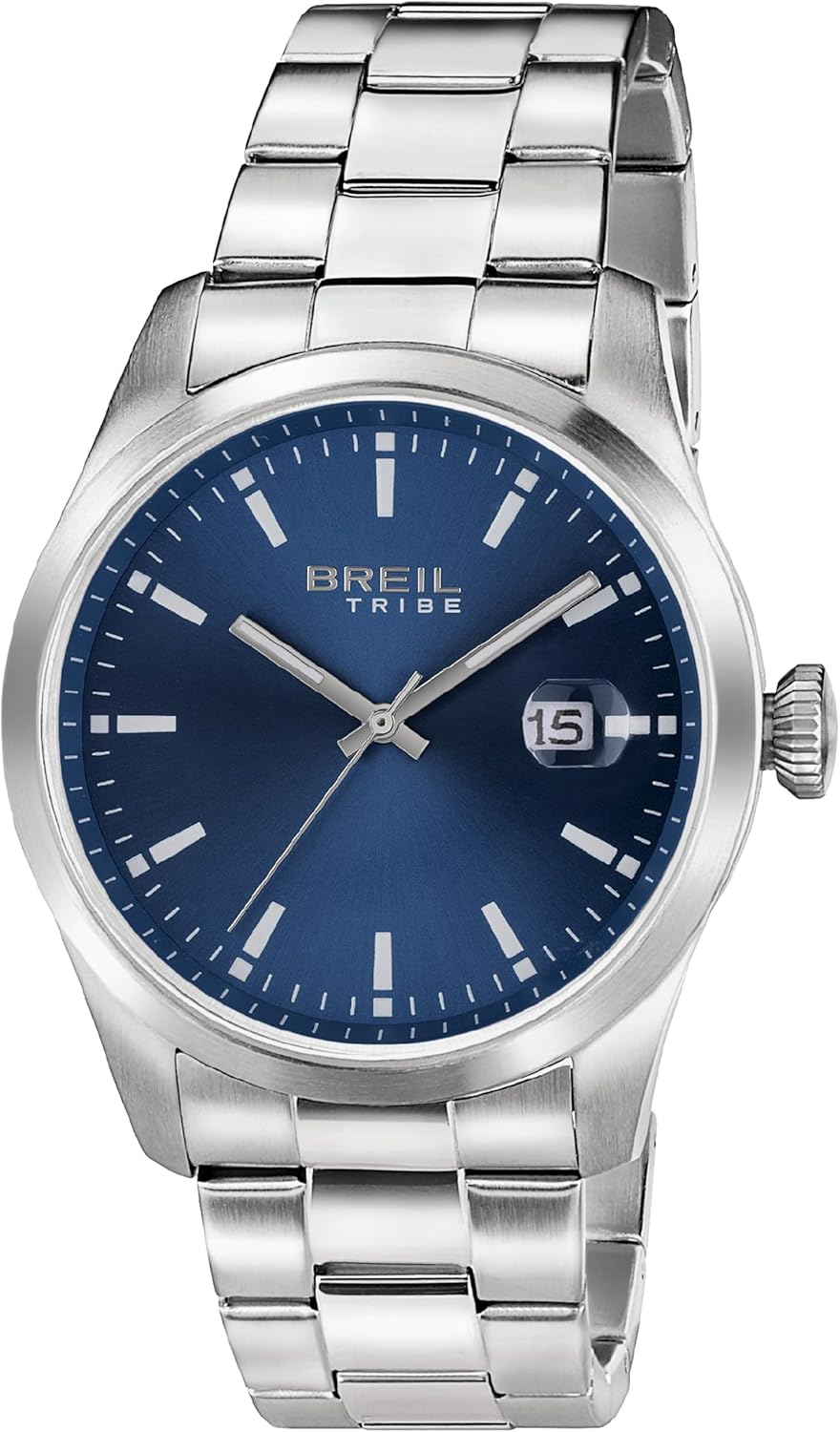 Breil, Classic Elegance Collection, Men's Watch, Steel Chronograph, Gun Dial with Sun Ray Effect, Water Resistant, Adjustable Strap Length 15.5-21 cm, Silver