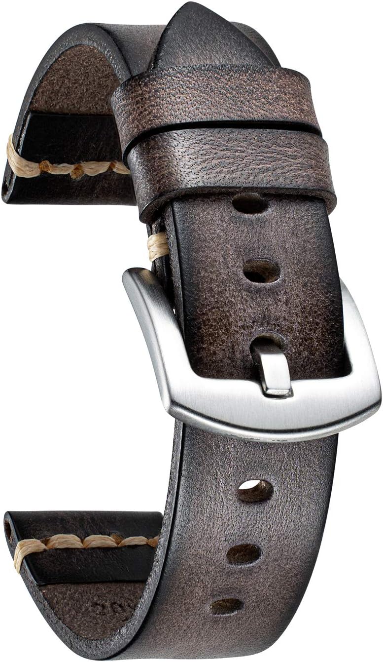 Watch Bands Compatible with Fossil Q Venture Gen 5 Carlyle/Julianna/Gen 3 Explorist/Gen 4 Venture HR/Sport 41mm 43mm/Hybrid Smartwatch Vegetable Tanned Leather Watch Bands (18/22/24mm)