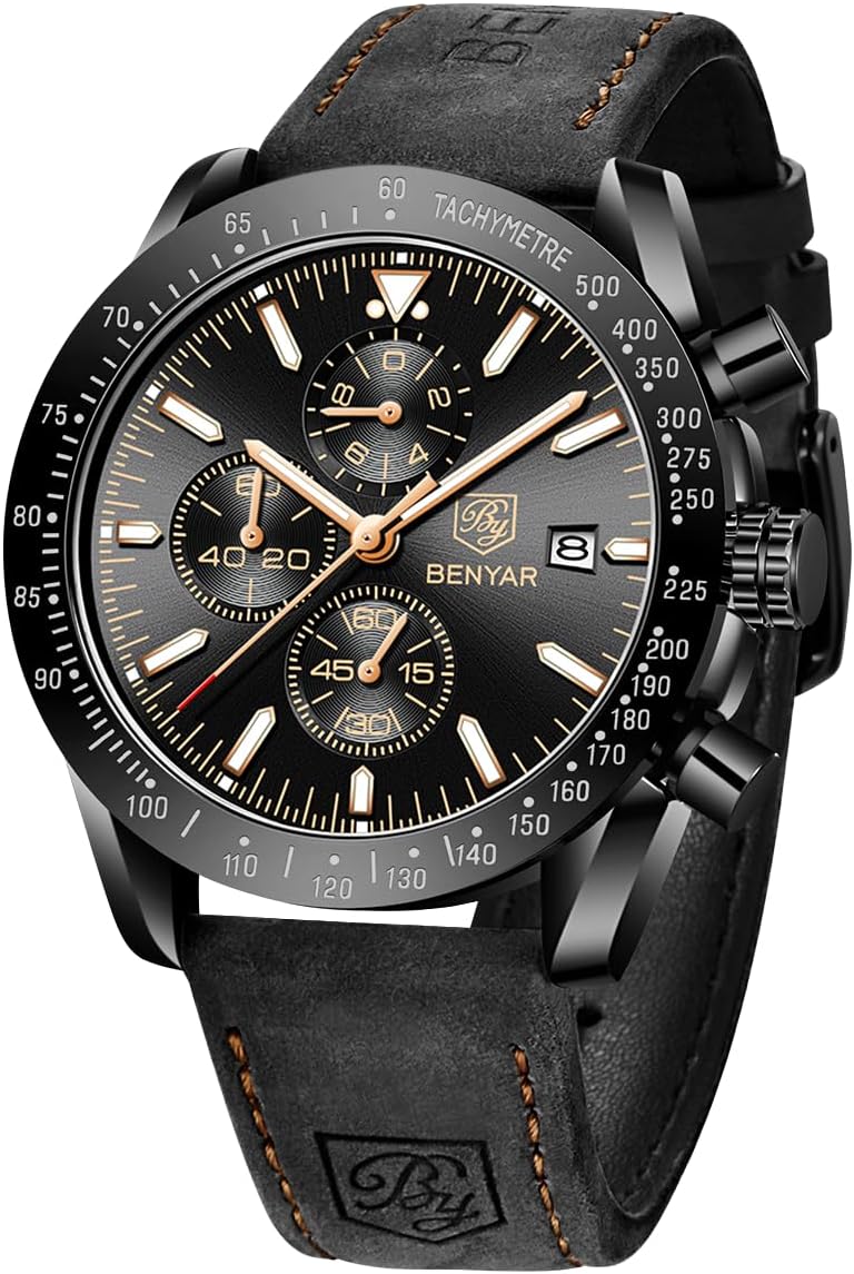 BENYAR BY Men's Chronograph Analogue Quartz Waterproof Luminous Wrist Watch Sports Watches Gifts for Men