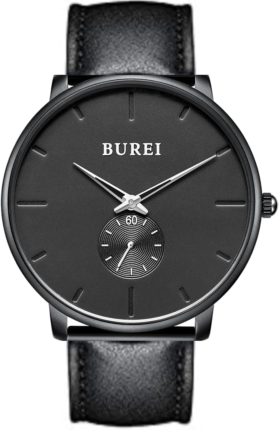 BUREI Men's Watch Quartz Analogue Minimalist Black Classic Design Fashion Style for Men and Women
