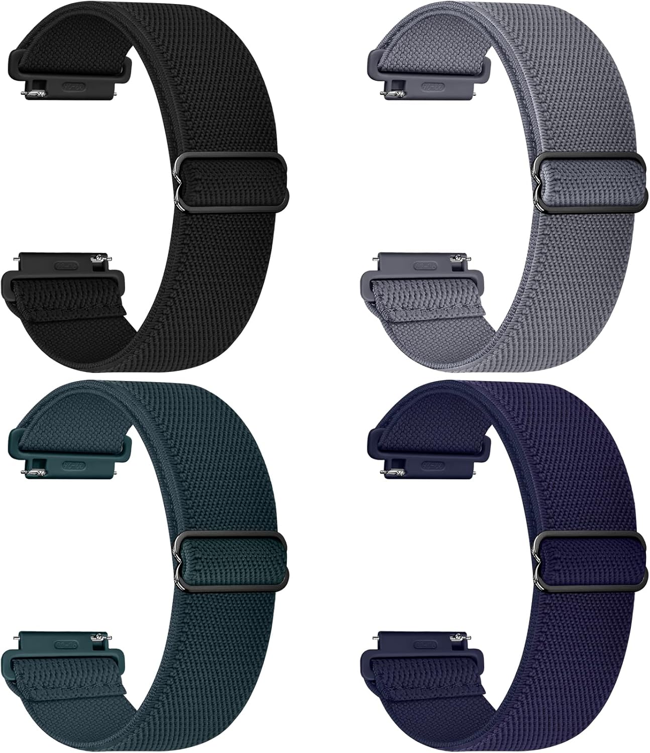 Fullmosa 22 mm Waterproof Quick Release Strap, 4 Pieces Nylon Breathable Elastic Fabric Strap for Men and Women, Replacement Straps for Smartwatch