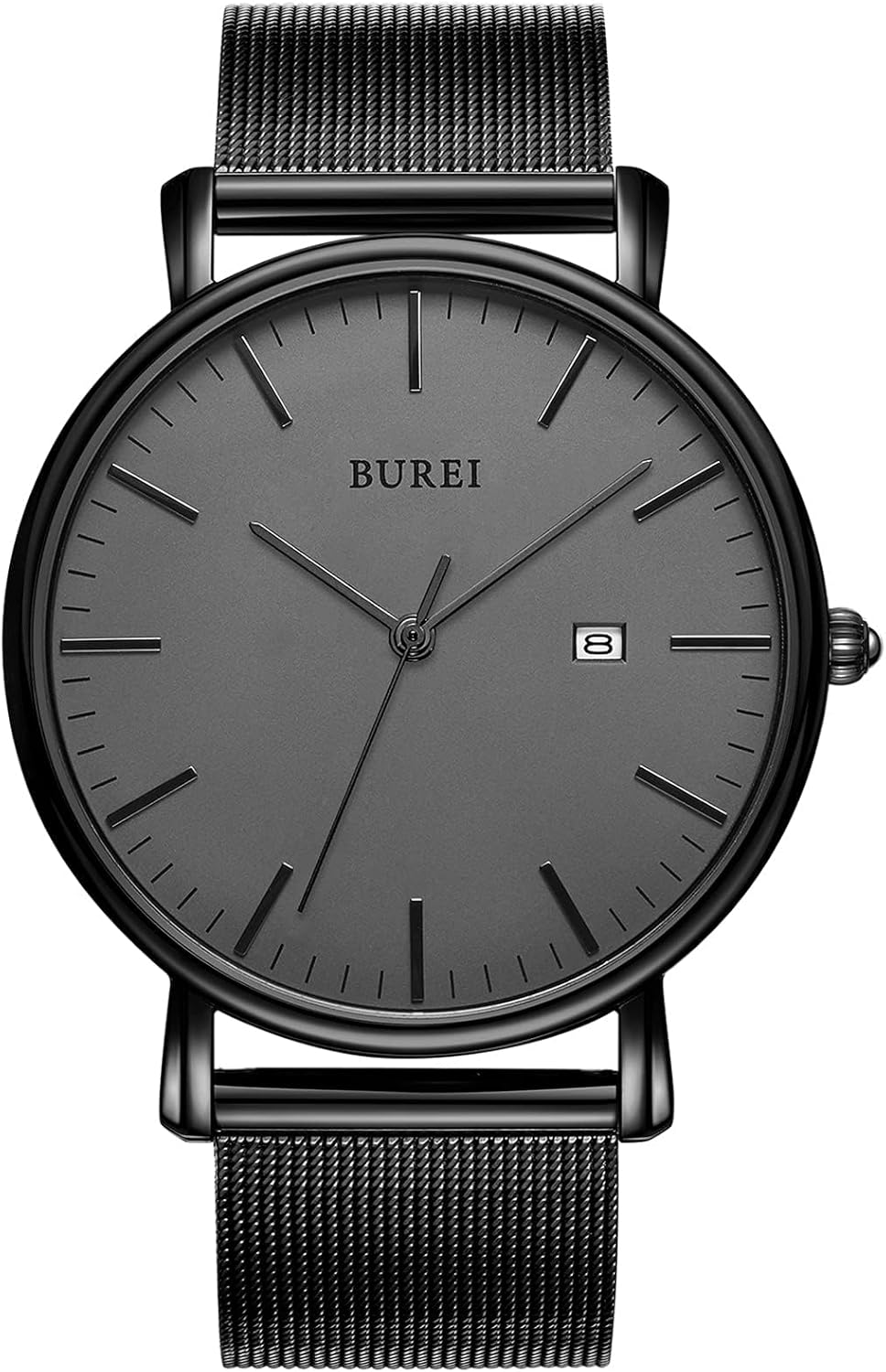 BUREI Men's Classic Quartz Wrist Watch with Ultra Thin Case Minimalist Design Analogue Dial Date Window
