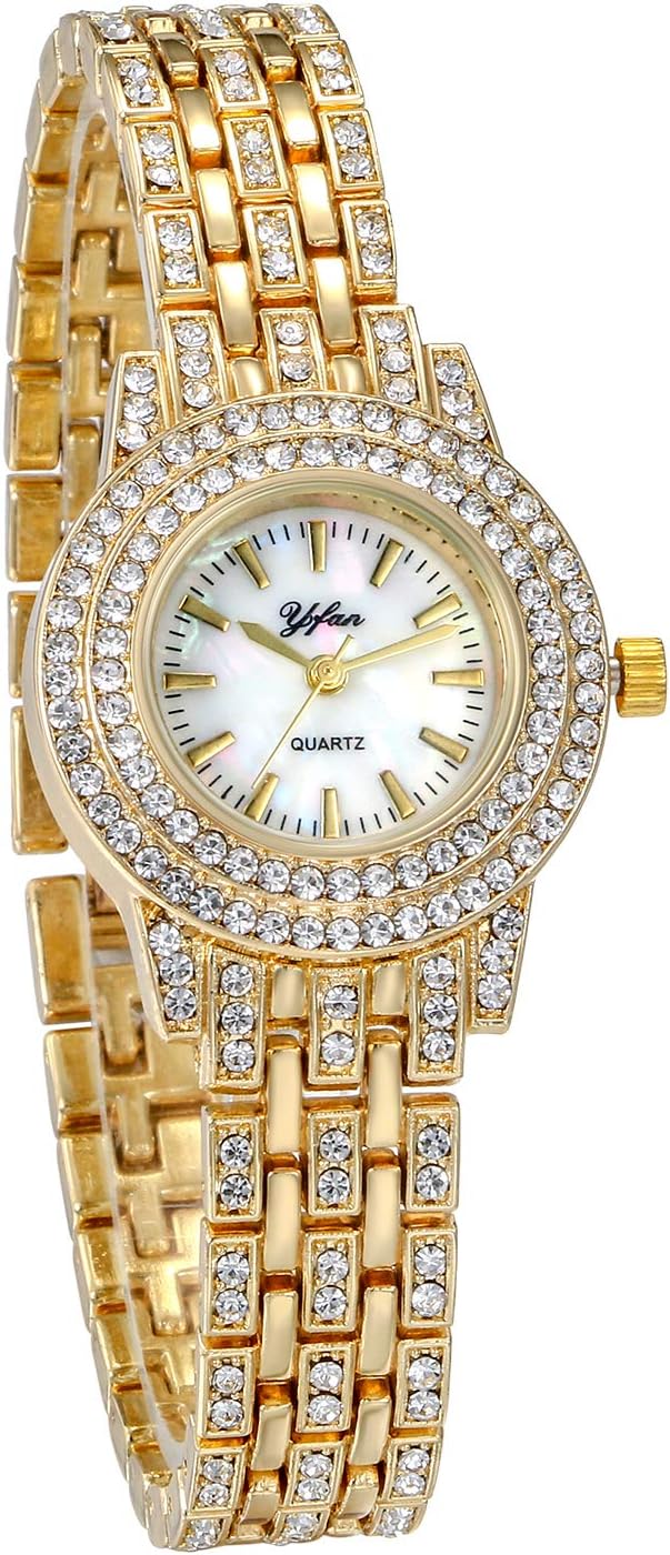 JewelryWe Women's Quartz Wrist Watch with Rhinestones, Bracelet Without Number – Gift for Friend, Girlfriend, Mom