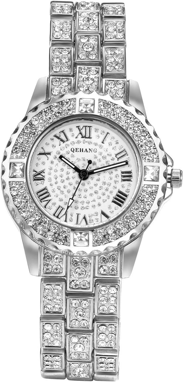 Lancardo Women's Quartz Wrist Watch with Alloy Strap Roman Numerals Decorative Rhinestone Simple and Elegant Style Fashion Colour Choice Perfect Gift, silver, Dress