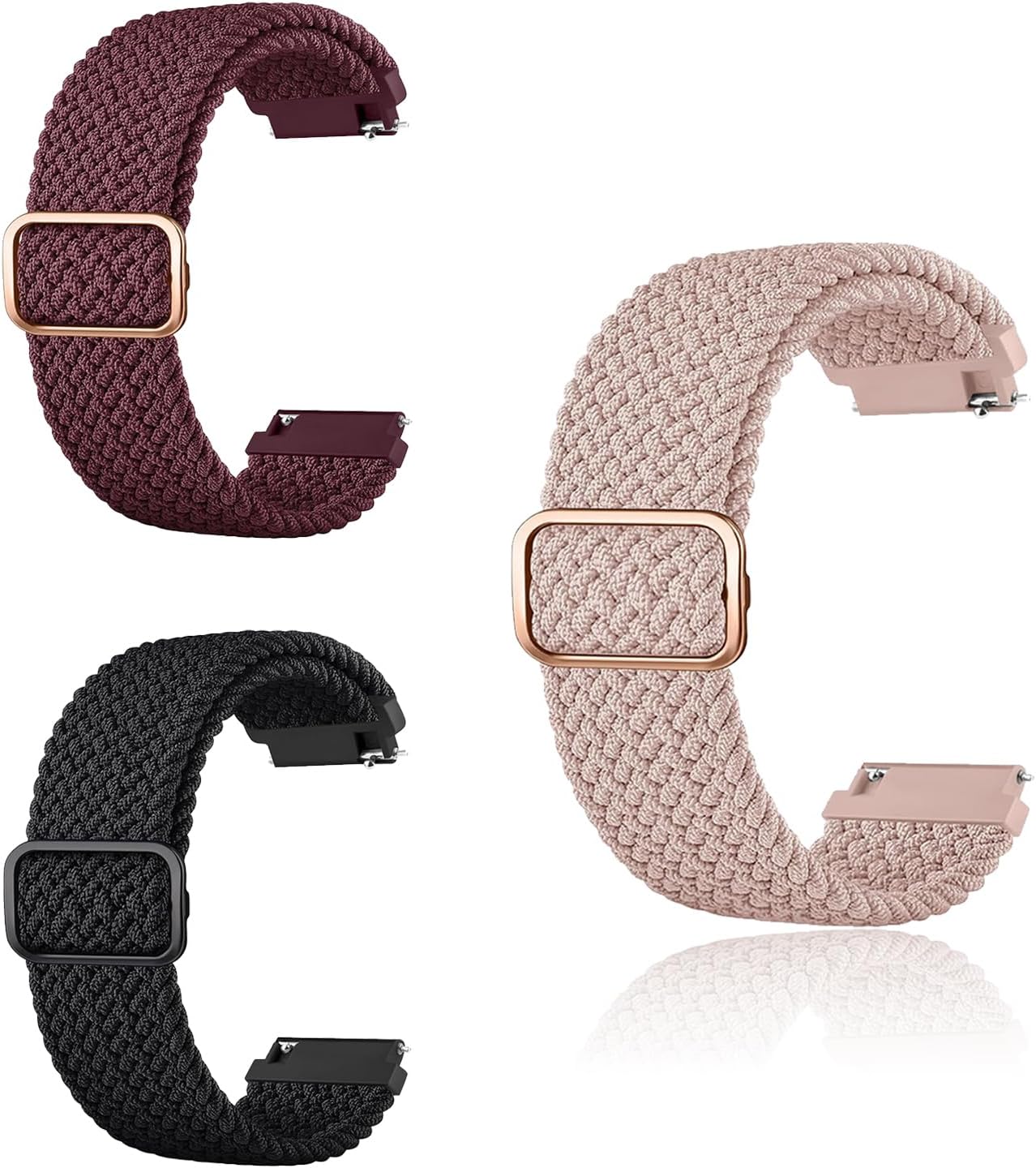 3 Pezzi Cinturino Smartwatch, Cinturino Orologio Nylon 20mm, Regolabili a Sgancio Rapido, per Watch GT3/Buds e Galaxy Watch