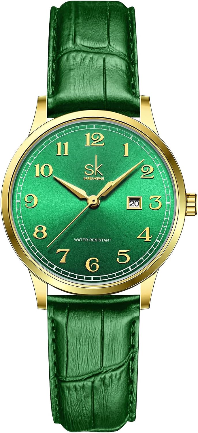SHENGKE SK Orologi da donna Classic Business con cinturino in acciaio inossidabile ed elegante orologio da donna con calendario in vera pelle