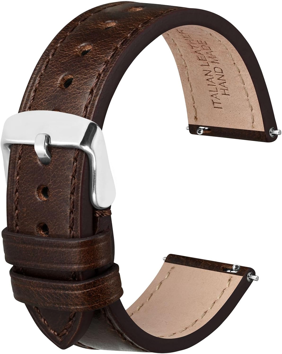 Anbeer Quick Release Leather Watch Bands Original Watch Bands for Men Women Italian Leather Watch Strap 18mm 20mm 22mm Stainless Steel Buckle