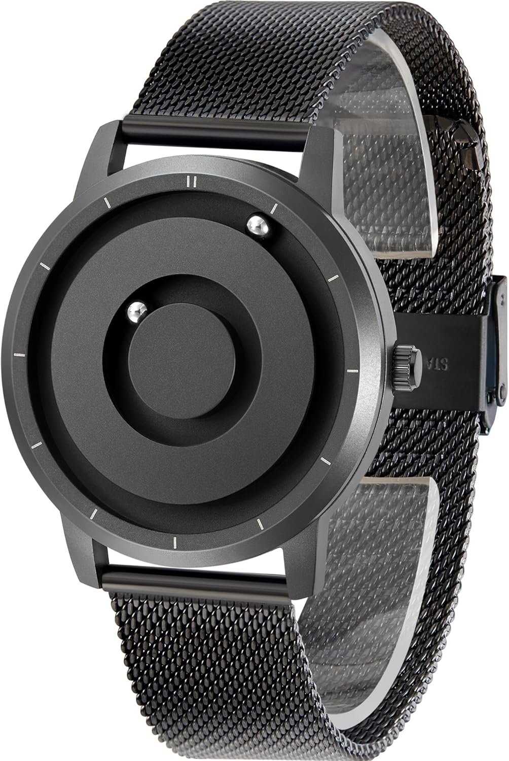 EUTOUR Men's Magnetic Watch Simple Fashion No Glass Ball Bearing Quartz Wrist Watches for Men 40 mm